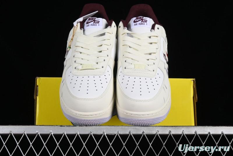 Nike Air Force 1'07 Low "MUD" Casual Sneakers with Bamboo Forest and Wandering Swordsman Print - XC2351-110