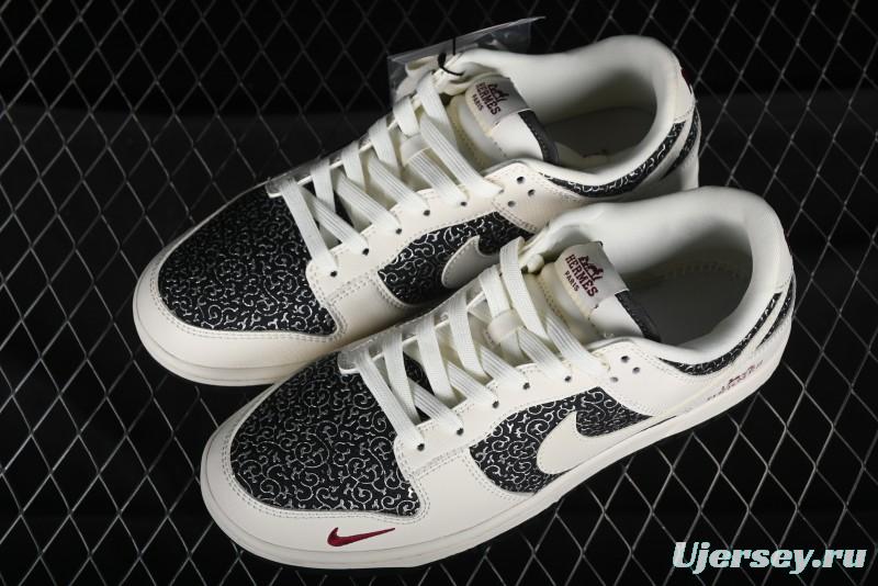 Nike SB Dunk Low Hermes Collaboration - Beige Swoosh Anniversary High-End Custom Low-Top Casual Skate Shoes - XD6188-038