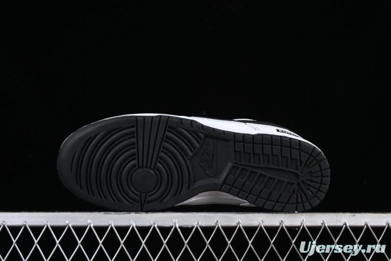 Nike Supreme x Nike SB Dunk Low Collaboration - Classic White Black Anniversary High-End Custom Low-Top Casual Skate Shoes - DY1503-100