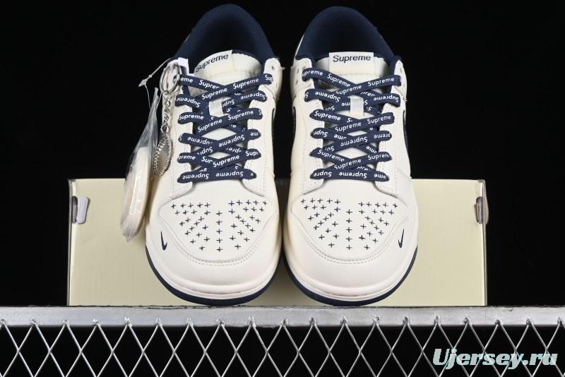 Nike SB Dunk Low Supreme Collaboration - Dark Blue Canvas Anniversary High-End Custom Low-Top Casual Skate Shoes - BB6698-511