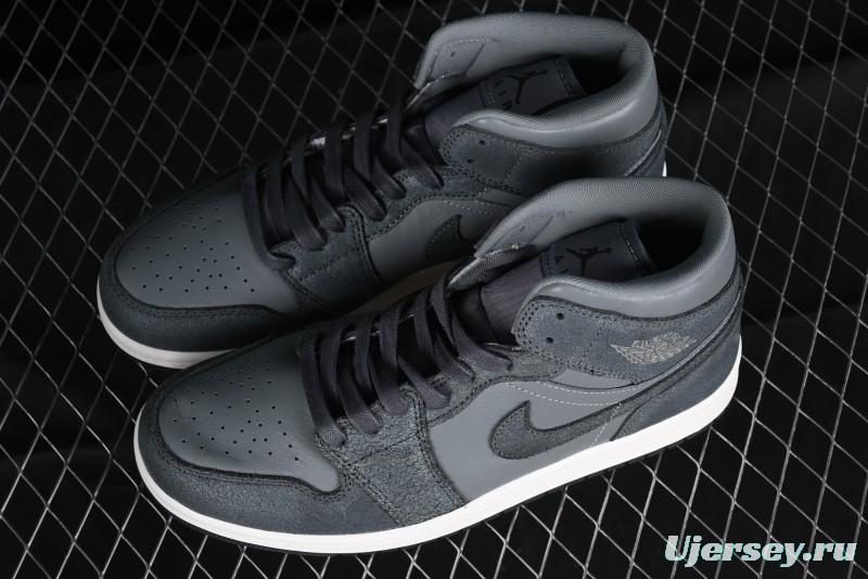 Nike Air Jordan 1 Mid Basketball Shoes in Space Gray - FJ3448-001