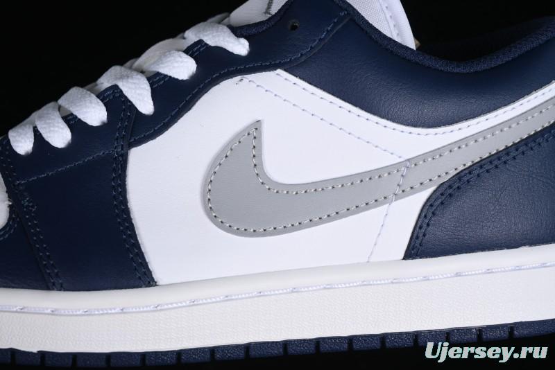 Nike Air Jordan 1 Low AJ1 White Blue Grey Low Top Lifestyle Basketball Shoes - 553558-141