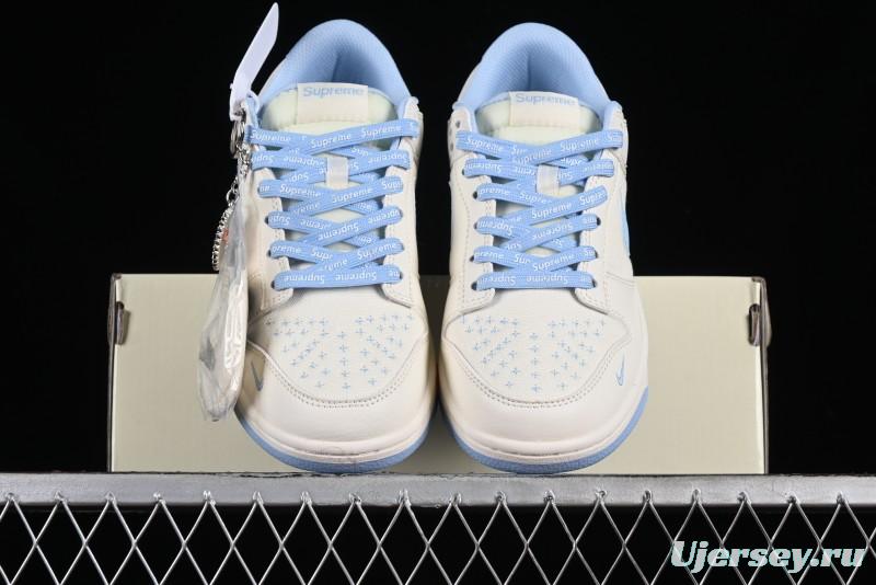 Nike SB Dunk Low Supreme Collaboration - Sky Blue Canvas Anniversary Custom Low-Top Casual Skate Shoes - BB6698-513