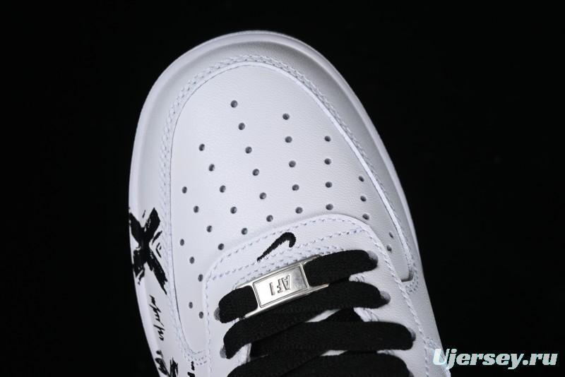 Nike Air Force 1 '07 Low Casual Sneakers with Black and White Graffiti Panda Design - DH7561-222
