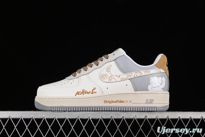 Nike Air Force 1 '07 Low x Kaws Casual Sneakers with Full-Length Air Cushion - CW2288-207