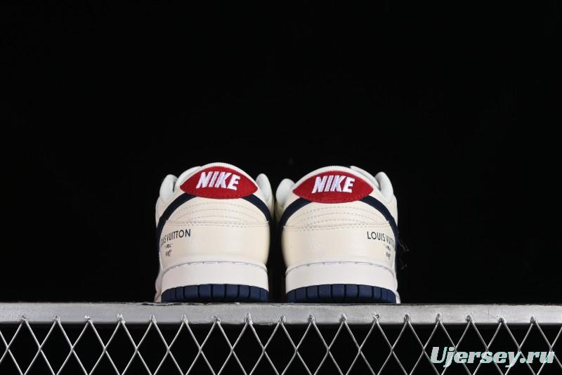Nike SB Dunk Low LV Collaboration - Suede Navy Blue Anniversary High-End Custom Low-Top Casual Sneakers - FC1688-134