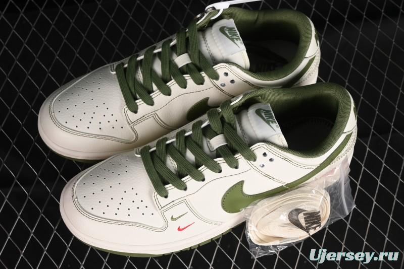 Nike SB Dunk Low Supreme Collaboration - Military Green Double Swoosh Anniversary Custom Low-Top Casual Sneakers - XX2025-319