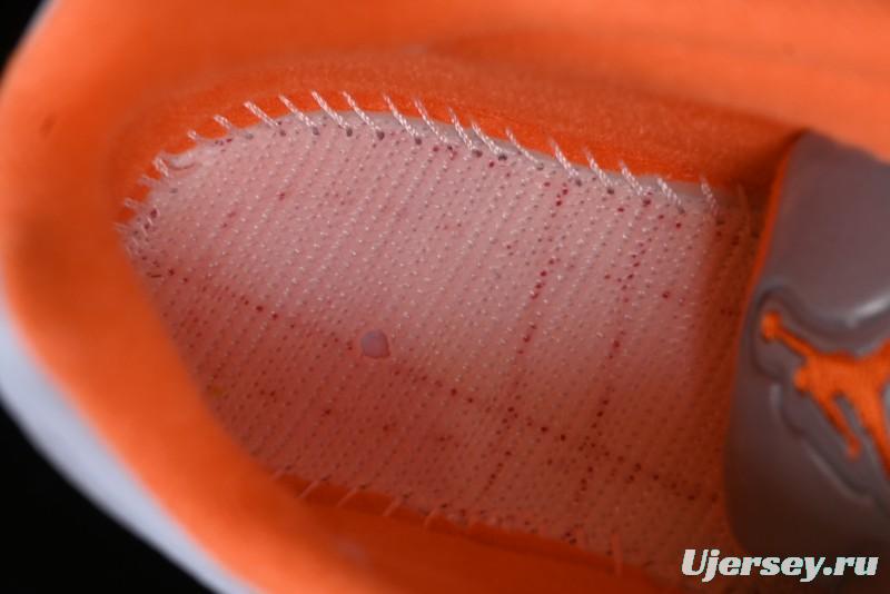 Nike Air Jordan 5 Retro Low AJ5 Sneakers in Football Grey with Vivid Orange and Pine Green Accents - FQ1293-018