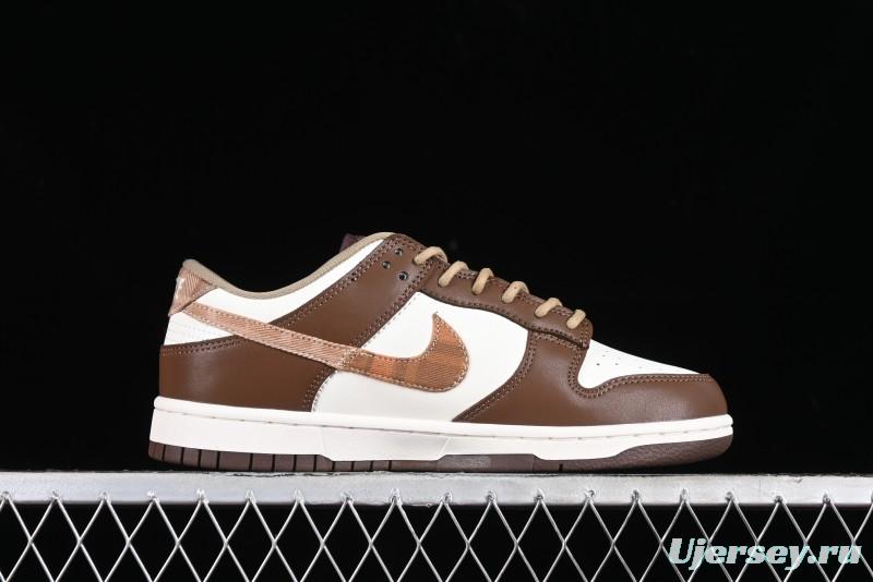Nike Dunk Low SB White Brown Plaid Casual Skate Shoes - FV3653-191