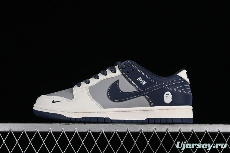 Nike SB Dunk Low BAPE Collaboration - Light Blue Grey Anniversary High-End Custom Low-Top Casual Skate Shoes - BB8969-001