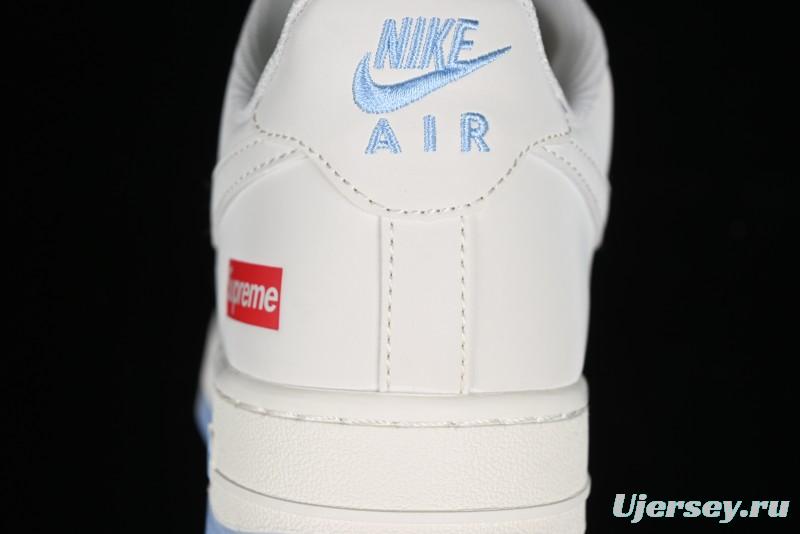 Nike Air Force 1 '07 Low Supreme Collaboration - White Blue Colorblock Low-Top Casual Sneakers BB9599-202