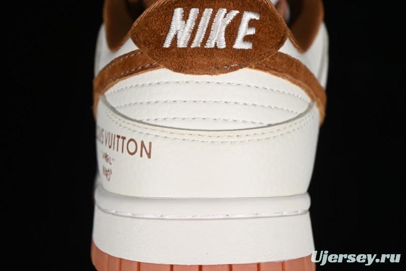 Nike SB Dunk Low LV Collaboration - Chocolate Anniversary High-End Custom Low-Top Casual Skate Shoes - FC1688-133