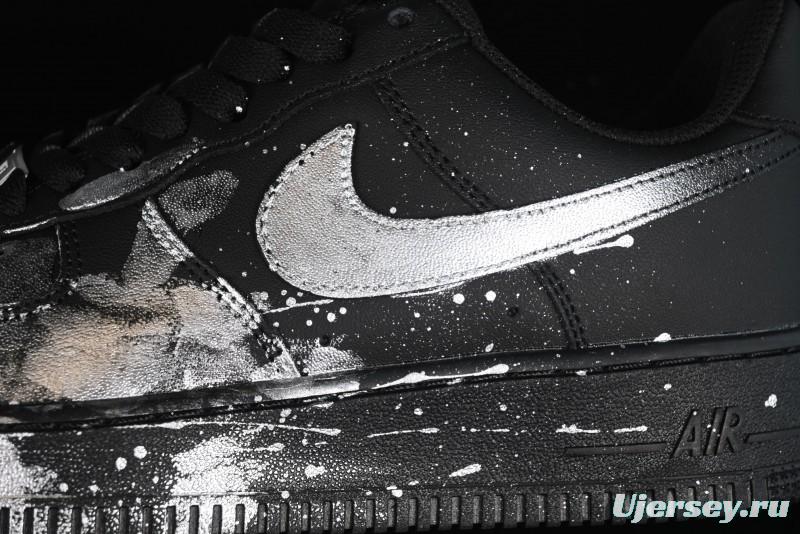 Nike Air Force 1 '07 Low Graffiti Black Silver Anime Hand-Painted Casual Sneakers - CW2288-012