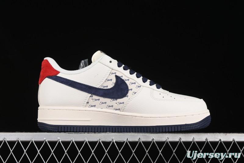 Nike Air Force 1 '07 Low Stussy Collaboration - Blue Red Print Low-Top Casual Sneakers - XZ3318-566
