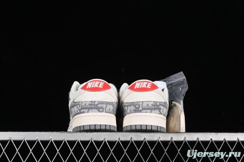 Nike SB Dunk Low Dior Collaboration - Suede Gray Anniversary High-End Custom Low-Top Casual Skate Shoes - XY1688-004