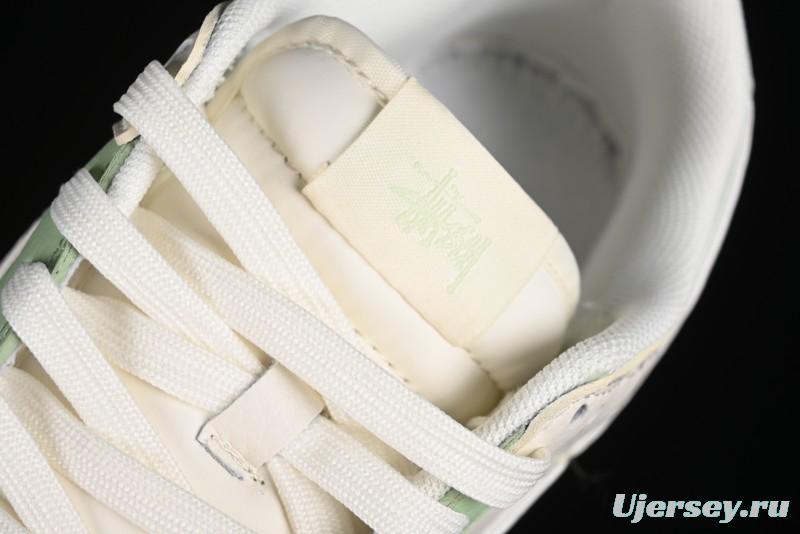 Nike SB Dunk Low Stussy Collaboration - Cream Apple Green Anniversary Custom Low-Top Casual Skate Shoes - XY1688-006