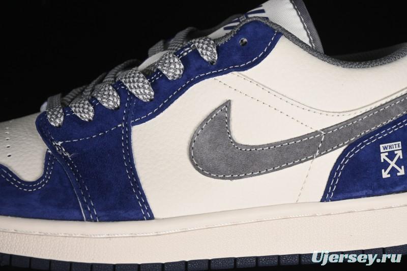 Nike Air Jordan 1 Low OFF-WHITE Collaboration - Qilin Blue Retro Basketball Shoes - WG8850-013