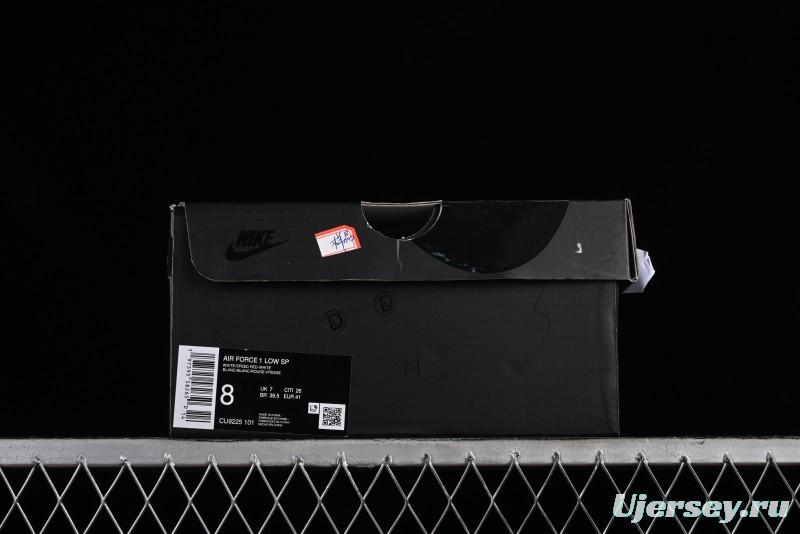 Nike Supreme x Air Force 1 Low Casual Sneakers with Full-Grain Leather and 3/4 Air Cushion - CU9225-101