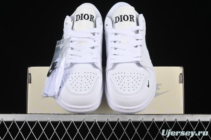 Nike Air Jordan 1 AJ1 Dior Collaboration - White Black Custom Low Top Retro Basketball Shoes - LJ6688-010