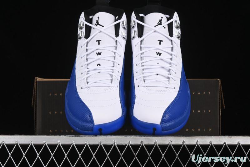 Nike Air Jordan 12 Retro Basketball Shoes in White Blue - CT8013-140