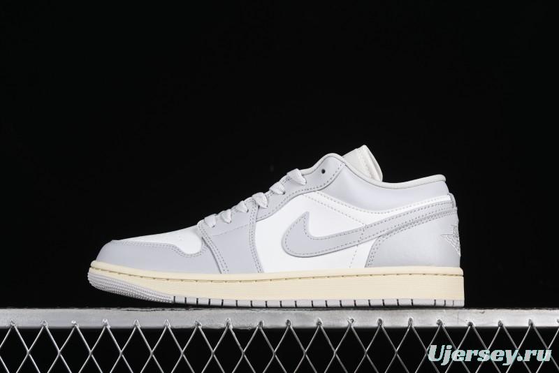 Nike Air Jordan 1 Low Casual Sneakers in White-Grey - FQ7687-300