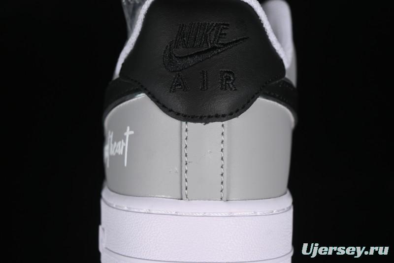 Nike Air Force 1 '07 Low White Grey Black Double Swoosh Casual Sneakers - DY8899-001