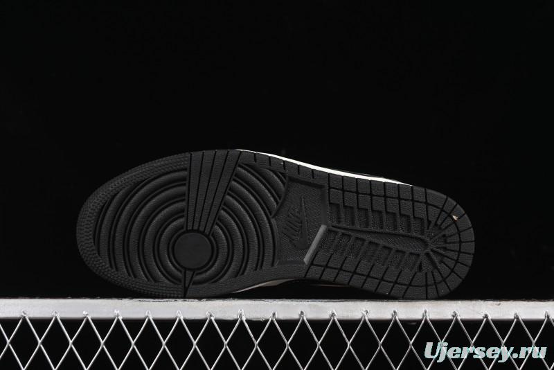 Nike Air Jordan 1 Low Retro Basketball Shoes - Black Velvet Pig Collaboration Custom Design - SJ9950-016