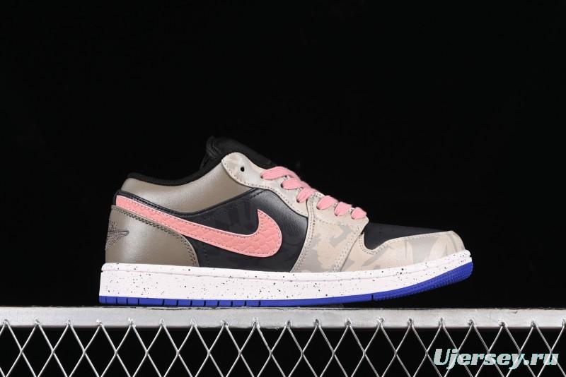 Nike Air Jordan 1 Low Retro Basketball Shoes with Panda Mischief Pioneer Knight Design - 553558-154