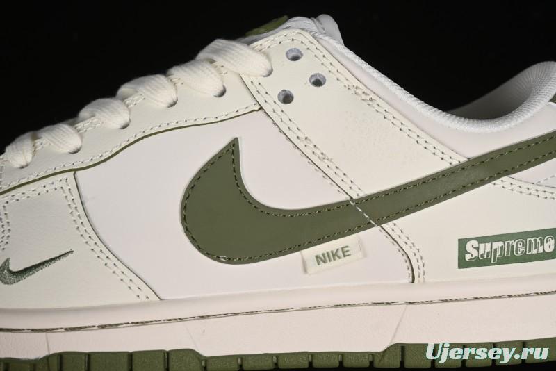 Nike SB Dunk Low Supreme Collaboration - Off White Dark Green Check Anniversary High-End Custom Low-Top Casual Skate Shoes - DQ1098-393