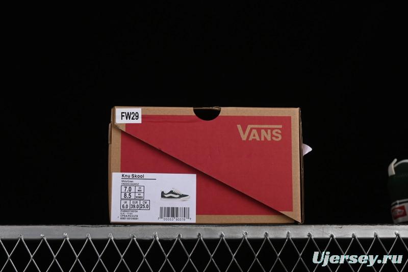 Vans Knu-Skool High Street American Retro Canvas Skate Shoes in Black Green - VN000CSQW3Z