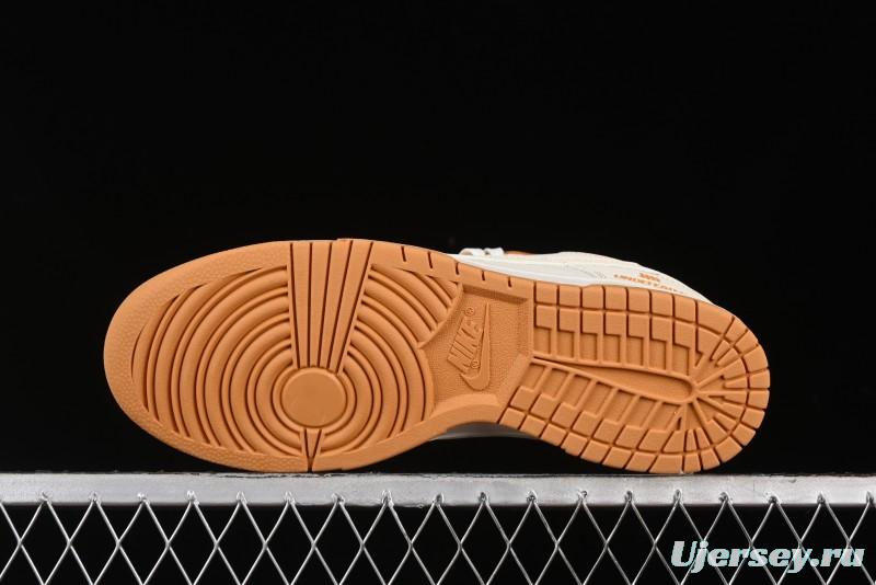 Nike SB Dunk Low UN Collaboration - Off White & Yellow Swoosh Anniversary Customized Low-Top Casual Skate Shoes - KK1688-011