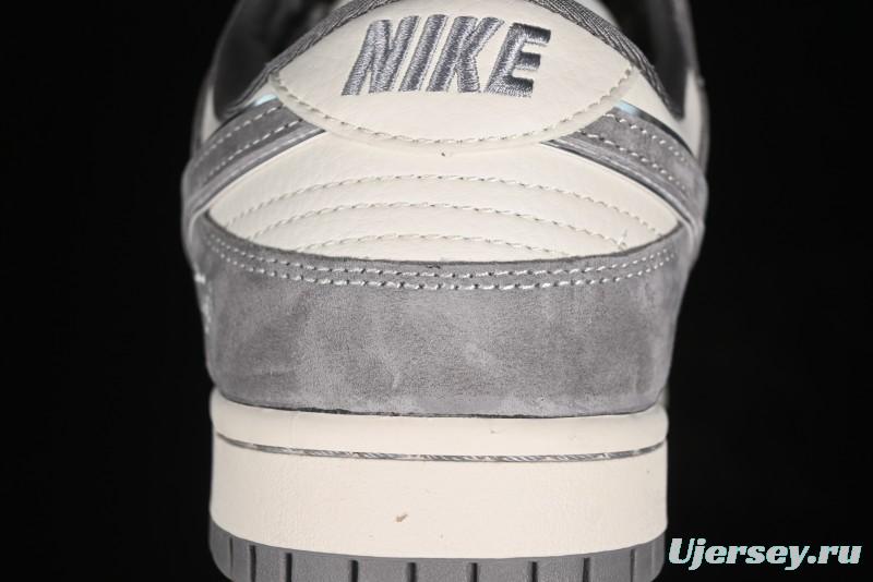 Nike SB Dunk Low Stussy Collaboration - Grey Pig Suede Patchwork Anniversary Custom Low-Top Casual Skate Shoes - CF3688-016