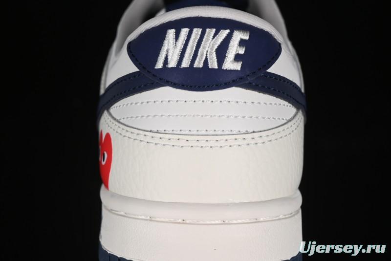 Nike SB Dunk Low Comme des Garcons Collaboration - Off-White Blue Swoosh Anniversary Custom Low-Top Casual Sneakers - KK1888-008