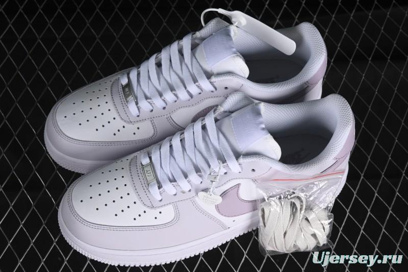 Nike Air Force 1 '07 Low Casual Sneakers with Anime-Inspired Light Gray Purple Spray Paint Design - DY8899-004