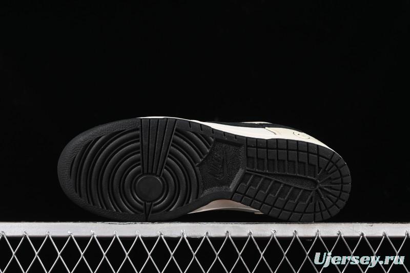 Nike SB Dunk Low Lightning Collaboration - Off White Black Double Swoosh Anniversary Custom Low-Top Casual Skate Shoes - XY1688-007