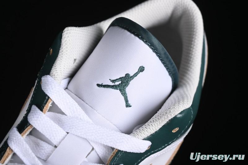 Nike Air Jordan 1 Low Retro Casual Sneakers in White Green - FQ7687-300