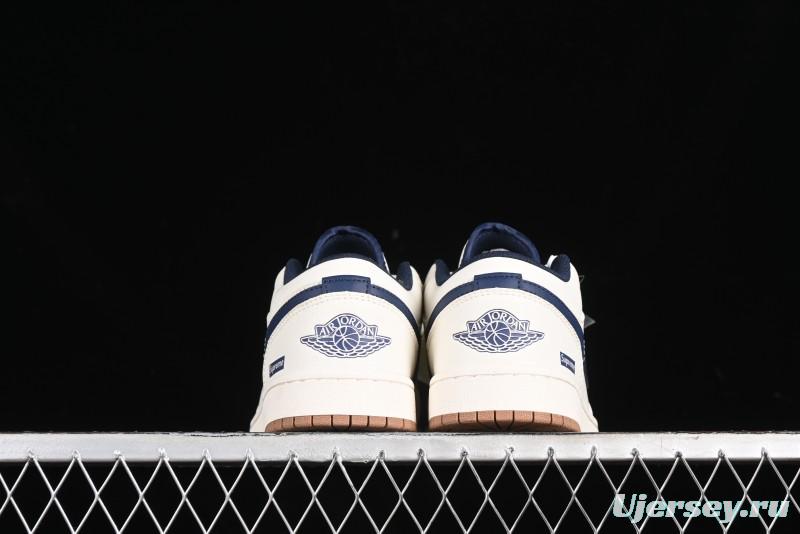 Nike Air Jordan 1 Low Supreme Collaboration Retro Basketball Shoes - WG8850-011