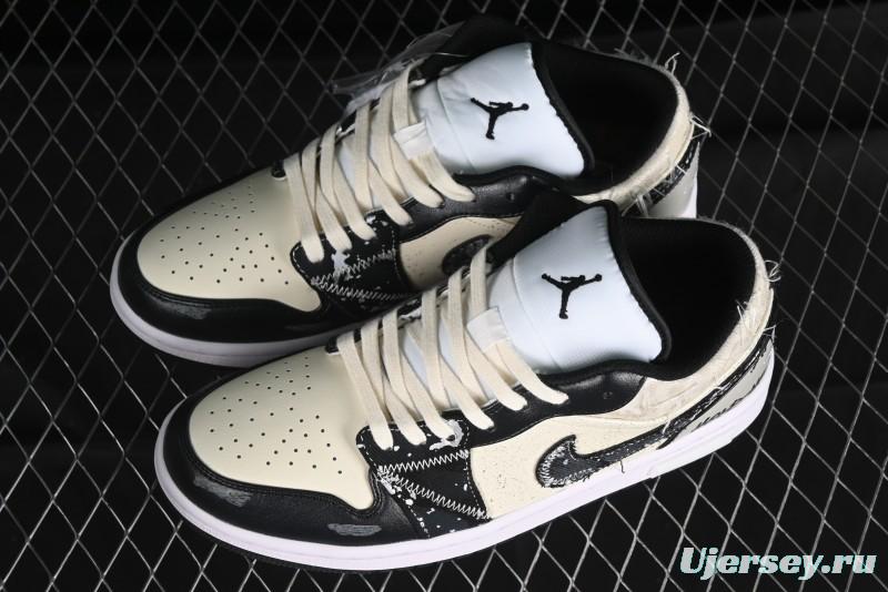 Nike Air Jordan 1 Low AJ1 Panda Prank Universe Exploration Custom Casual Sneakers - 553558-132