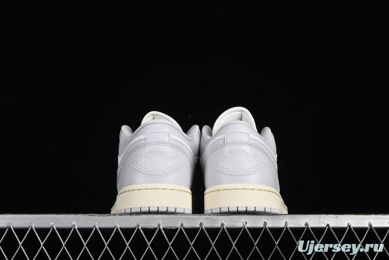 Nike Air Jordan 1 Low Casual Sneakers in White-Grey - FQ7687-300