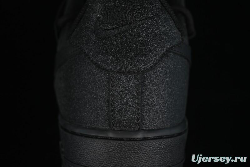 Nike Air Force 1 '07 Low Cleanfit High Street Retro Style All Black Star-Studded Diamond Accents Lace-Up Low-Top Casual Sneakers - ZH0316-030