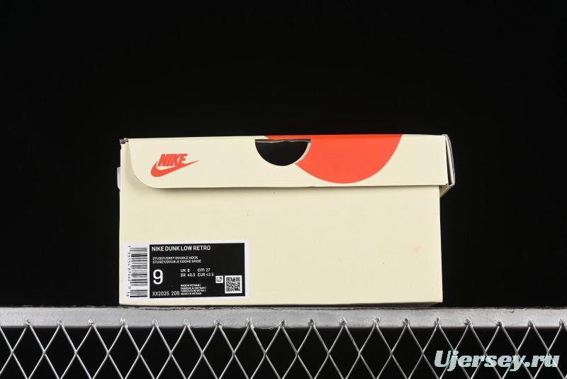 Nike SB Dunk Low Stussy Collaboration - White Grey Double Swoosh Anniversary High-End Custom Low-Top Casual Sneakers - XX2025-206