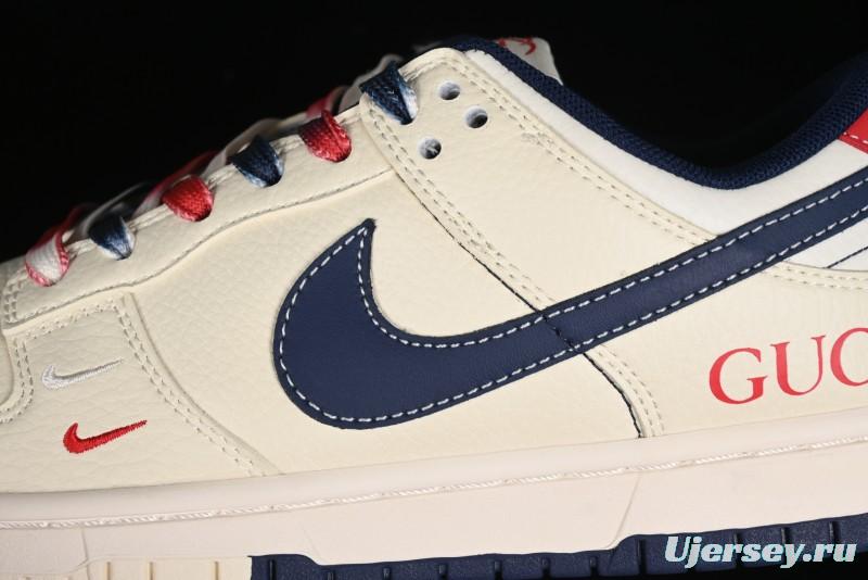 Nike SB Dunk Low Gucci Collaboration - Beige Blue Patchwork Anniversary High-End Custom Low-Top Casual Sneakers - XY1688-003