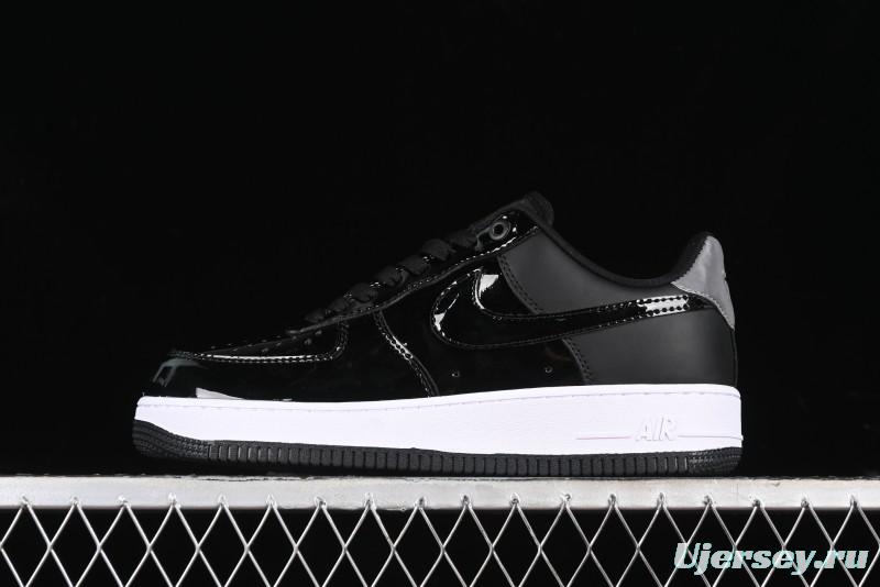 Nike Air Force 1 '07 Low Patent Leather All Black Casual Sneakers - AH6827-001