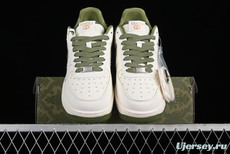 Nike Air Force 1 '07 Low Gucci Collaboration - Beige Green Linen Casual Sneakers - XZ3398-588