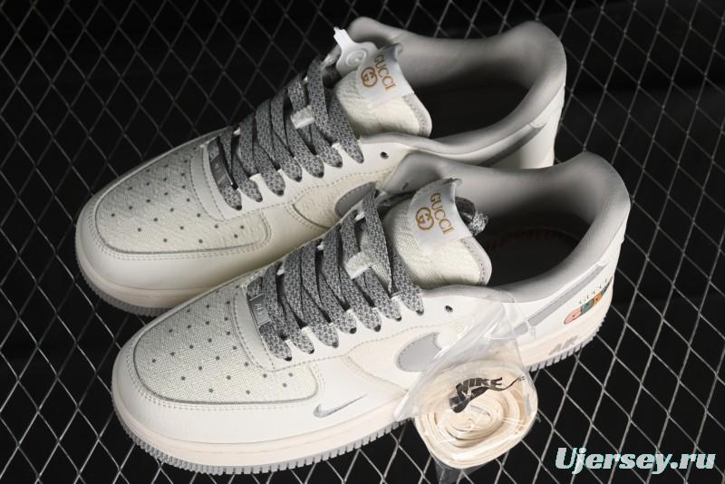 Nike Air Force 1 '07 Low Gucci Collaboration - Beige Grey Linen Casual Sneakers - XZ3398-688