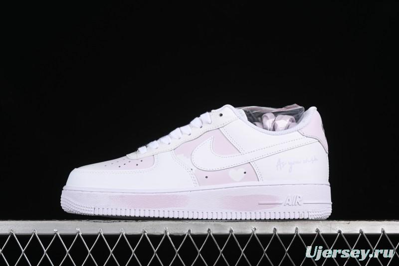 Nike Air Force 1 '07 Low Casual Sneakers with Anime-inspired White Pink Purple Spray Paint Design - CW2288-111