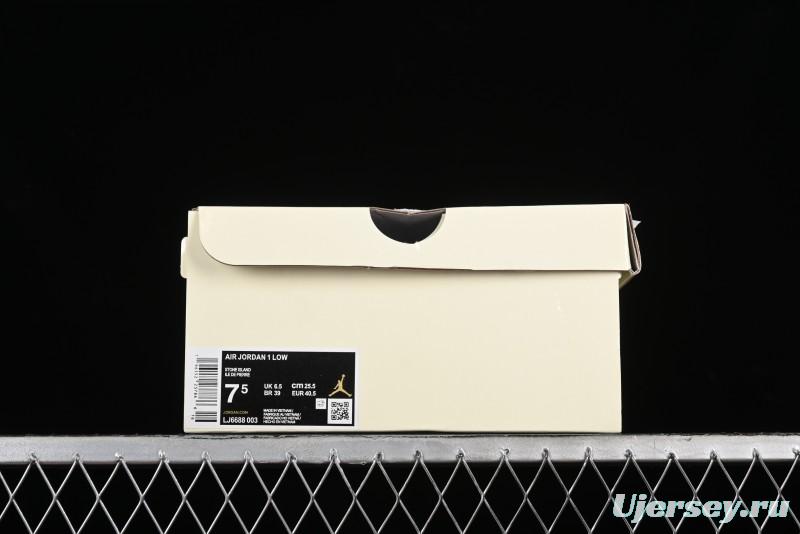 Nike Air Jordan 1 Low AJ1 Stone Island Collaboration - Off White Black Retro Low-Top Basketball Shoes - LJ6688-003