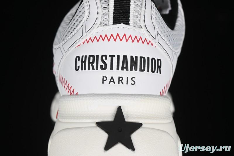 Dior Chrono Round Toe Lace-Up Lifestyle Casual Running Sneakers - 19W WHITE RED