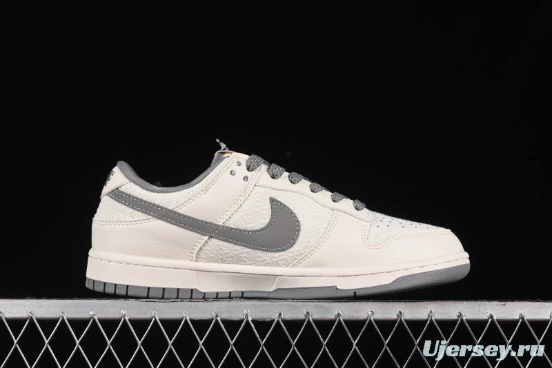 Nike SB Dunk Low Gucci Collaboration Anniversary High-End Custom Sneakers in Off-White & Dark Gray Swoosh - DQ1098-383