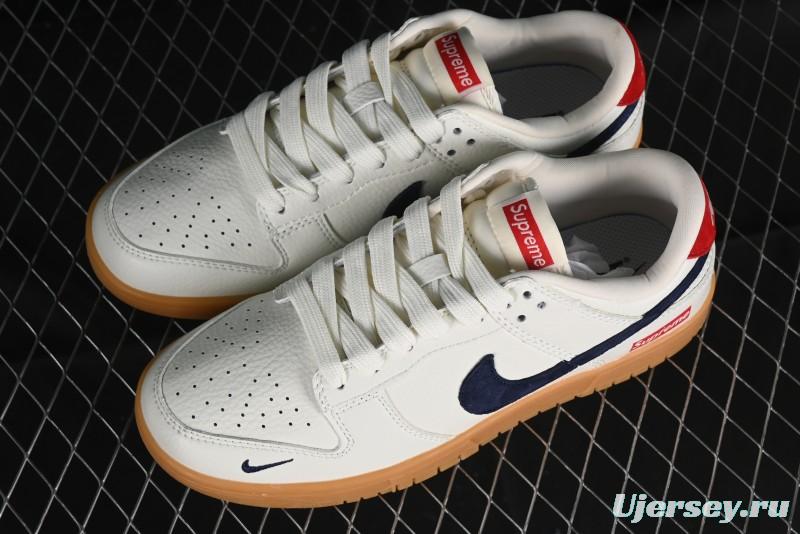Nike SB Dunk Low Supreme Collaboration - Off White Gum Anniversary Customized Low-Top Casual Skate Shoes - JH8310-945